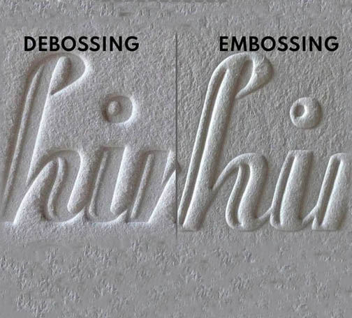 Debossing embossing druktechniek